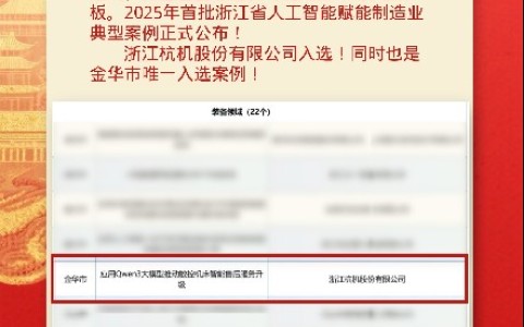 喜報(bào)！杭機(jī)股份入選全省人工智能賦能制造業(yè)典型案例！